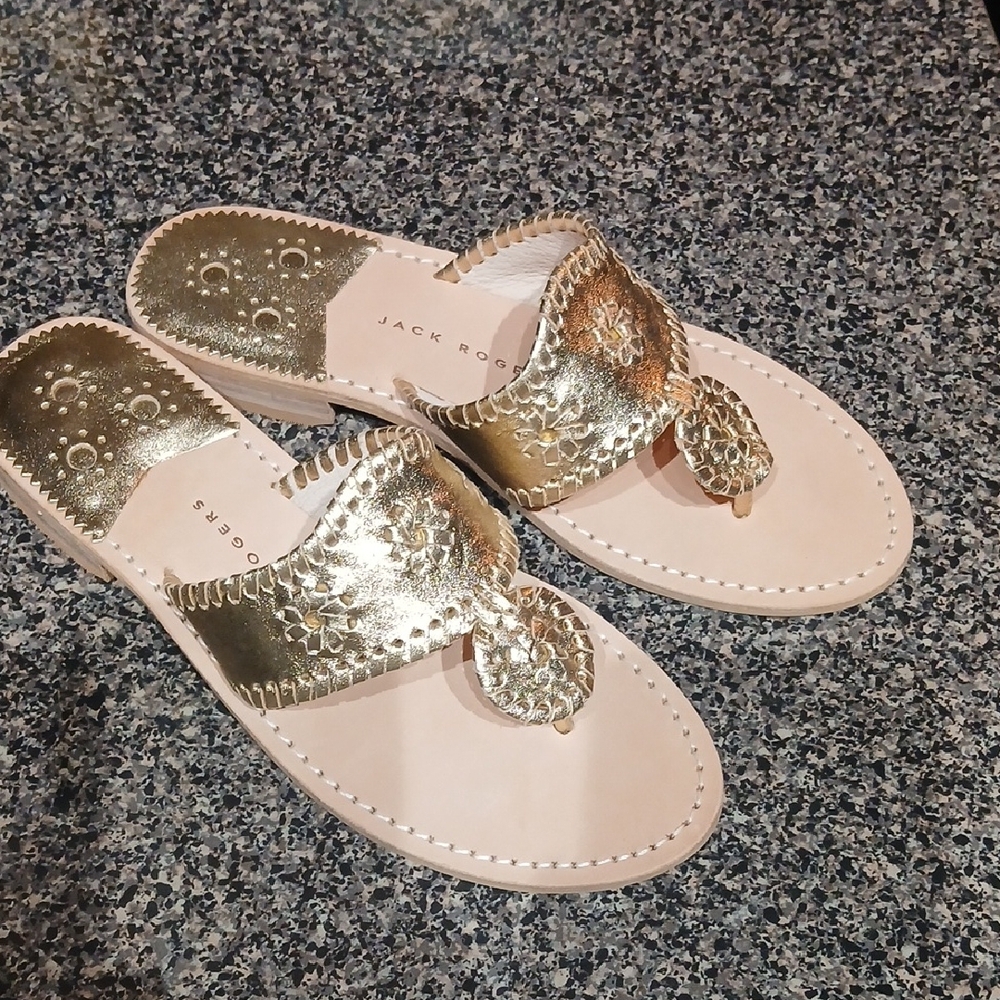 NWOB Jack Rogers Gold Leather  Sandals